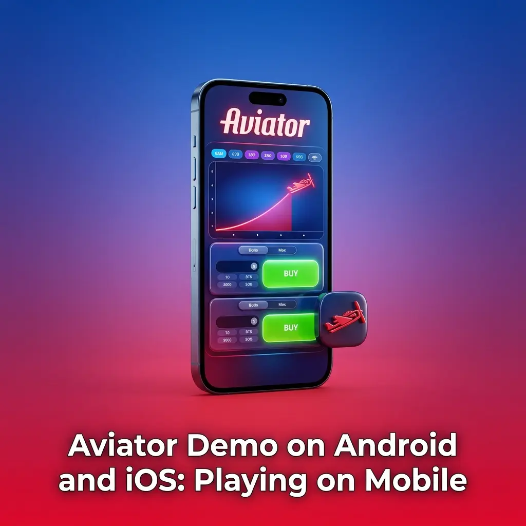 Aviator demo on Android and iOS mobile app showing bet panel, multiplier display and cash-out button for Indian players